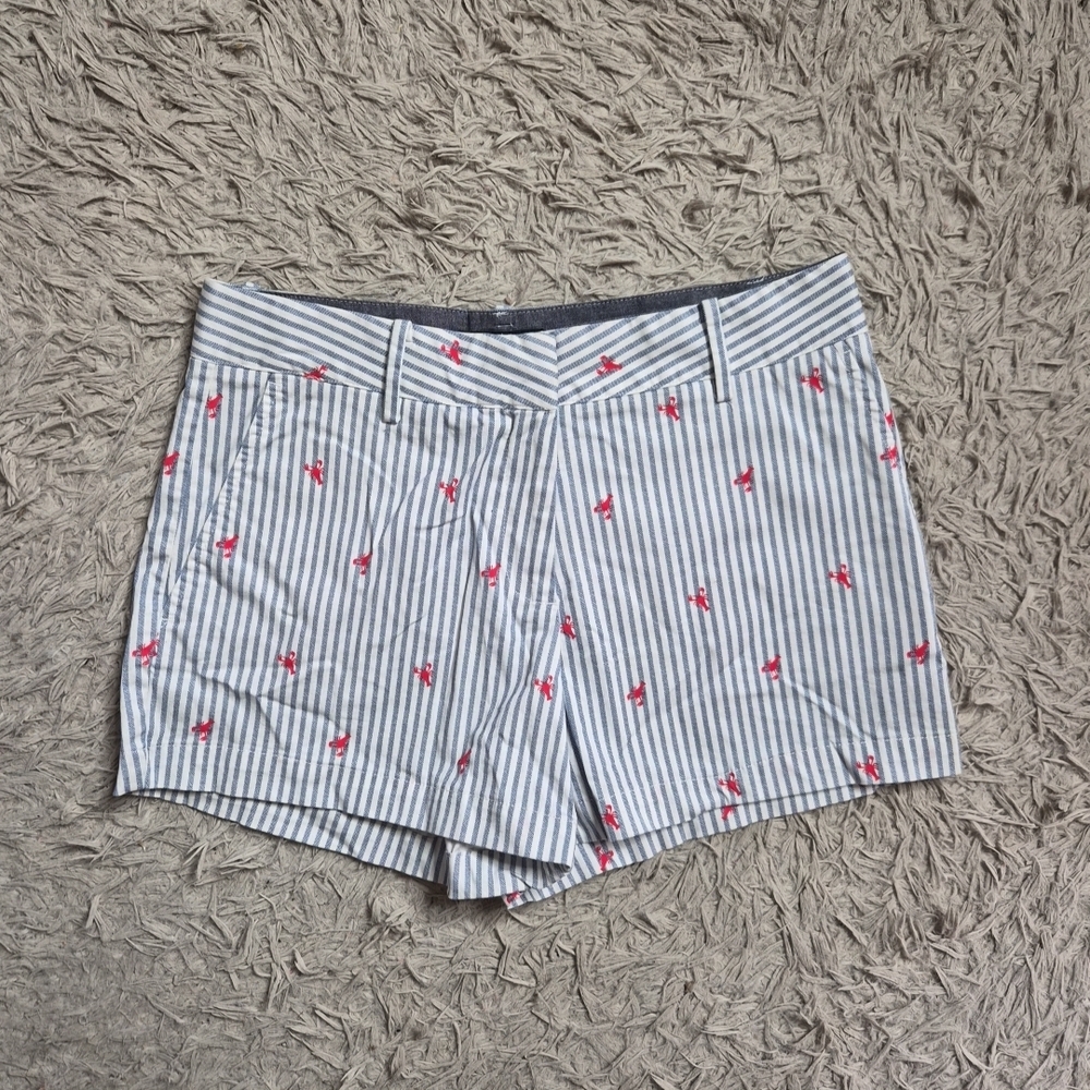 Womens Nautica Shorts Lobster Print Stripes Size 4 Spring Summer Cape Cod Preppy